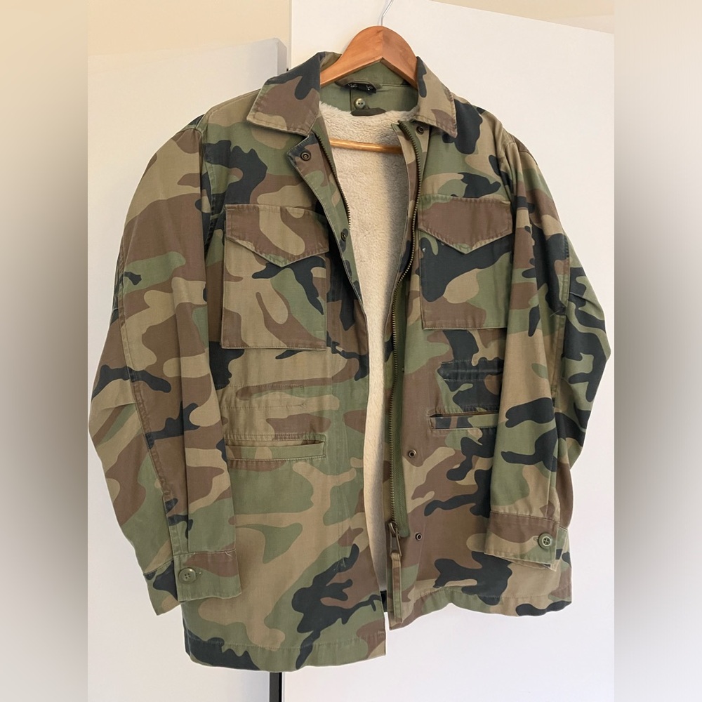 Topshop Camouflage Fur Lined Jacket